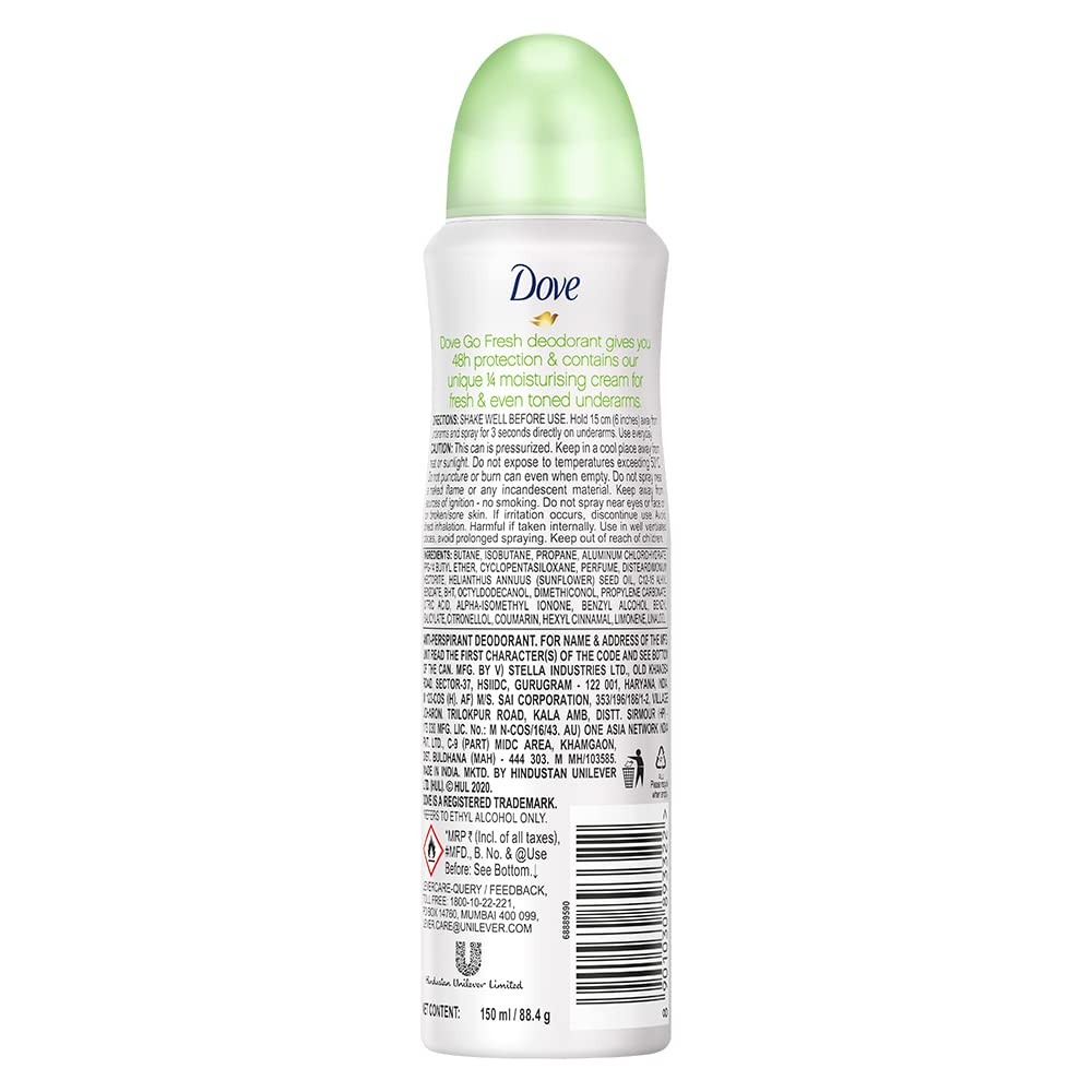 Dove Go Fresh Liquid Cucumber Deodorant For Women, 150Ml,1 Count