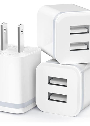 USB Wall Charger, LUOATIP 3-Pack 2.1A 5V Dual Port Cube Power Adapter Plug Block Charging Box Brick for iPhone 13 12 11 Pro Max SE XS XR X 8 7 6 6S Plus, Galaxy, LG, Moto, Android Phones