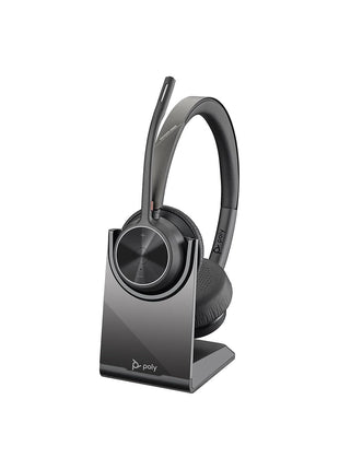 Poly - Voyager 4320 UC Wireless Headset + Charge Stand (Plantronics) - Headphones with Boom Mic - Connect to PC/Mac via USB-C Bluetooth Adapter, Cell Phone via Bluetooth - Works with Teams, Zoom &More