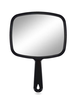 PROTECLE Large Hand Mirror, Salon Barber Hairdressing Handheld Mirror with Handle (Square Black 10.3 inchx7.4 inch)