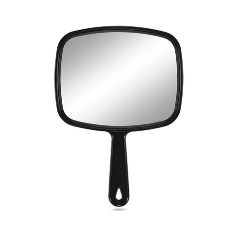 PROTECLE Large Hand Mirror, Salon Barber Hairdressing Handheld Mirror with Handle (Square Black 10.3"x7.4")