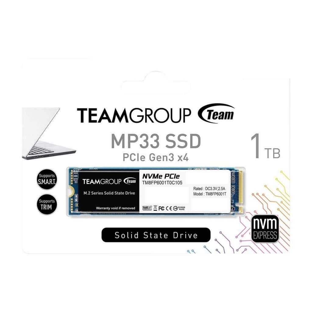 TEAMGROUP NVMe PCIe M.2 2280 Solid State Drive SSD (1TB, Gen3x4 Read 1,800MB/s)