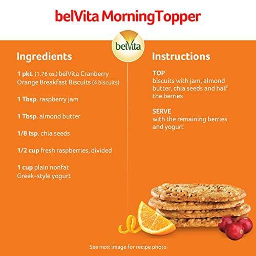 belVita Breakfast Bars Biscuits, Cranberry Orange, 8 Packs (4 Biscuits Per Pack)