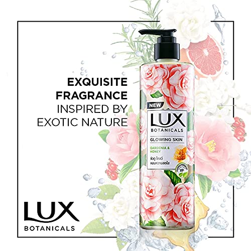 Lux Botanicals Glowing Skin Body Wash with Gardenia & Honey Extracts for Women, 100% Natural Extracts, Moisturizing & Gentle Shower Gel for Smooth & Nourished Skin, Floral Fragrance, No Parabens, 450 ml