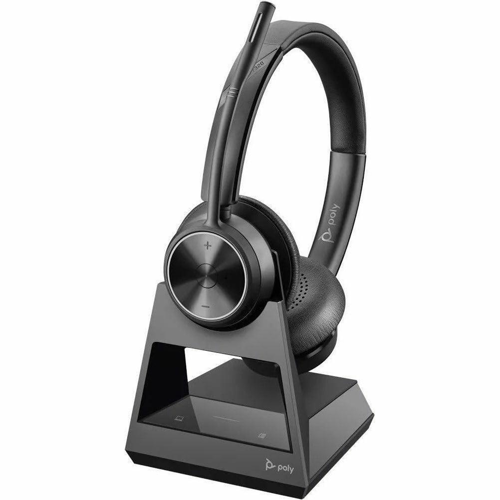 Poly Savi 7300 Office 7320 Headset - Stereo - Wireless - DECT 6.0-590 ft - 20 Hz to 20 kHz - Over-The-Head - Binaural - Ear-Cup - Noise Cancelling Microphone