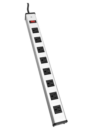V7 PWS2308-1N 8-Outlet Horizontal Industrial Metal Power Strip 125V, 15A, 12-ft. Cord, 5-15R