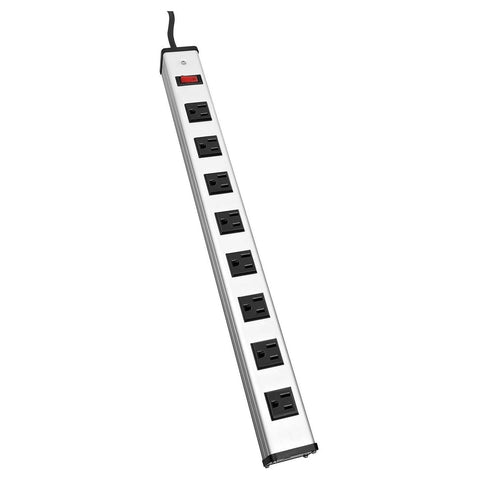 V7 PWS2308-1N 8-Outlet Horizontal Industrial Metal Power Strip 125V, 15A, 12-ft. Cord, 5-15R