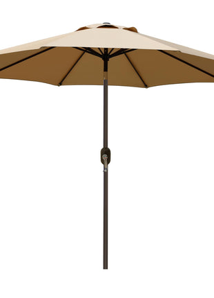 Blissun 9' Outdoor Patio Umbrella, Outdoor Table Umbrella, Yard Umbrella, Market Umbrella with 8 Sturdy Ribs, Push Button Tilt and Crank (Tan)