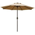 Blissun 9' Outdoor Patio Umbrella, Outdoor Table Umbrella, Yard Umbrella, Market Umbrella with 8 Sturdy Ribs, Push Button Tilt and Crank (Tan)