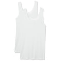 Amazon Essentials Women's Slim-Fit Tank Top, Pack of 2, White, Medium