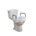 Drive Medical 2-in-1 Raised Toilet Seat with Removable Padded Arms - Elevated Bathroom Safety Support - Secure Locking Attachment - Easy Height Assistance - Durable Construction, Standard Toilets