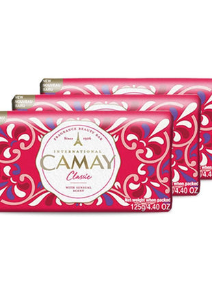 Camay Classic International Beauty Soap With Carnations & Roses (Buy 2 Get 1 Free) Combo Pack Offer, Bar Soap Combo, Daily Skincare, Gives Silky, Soft & Glowing Skin (3 Count, 125G Each)