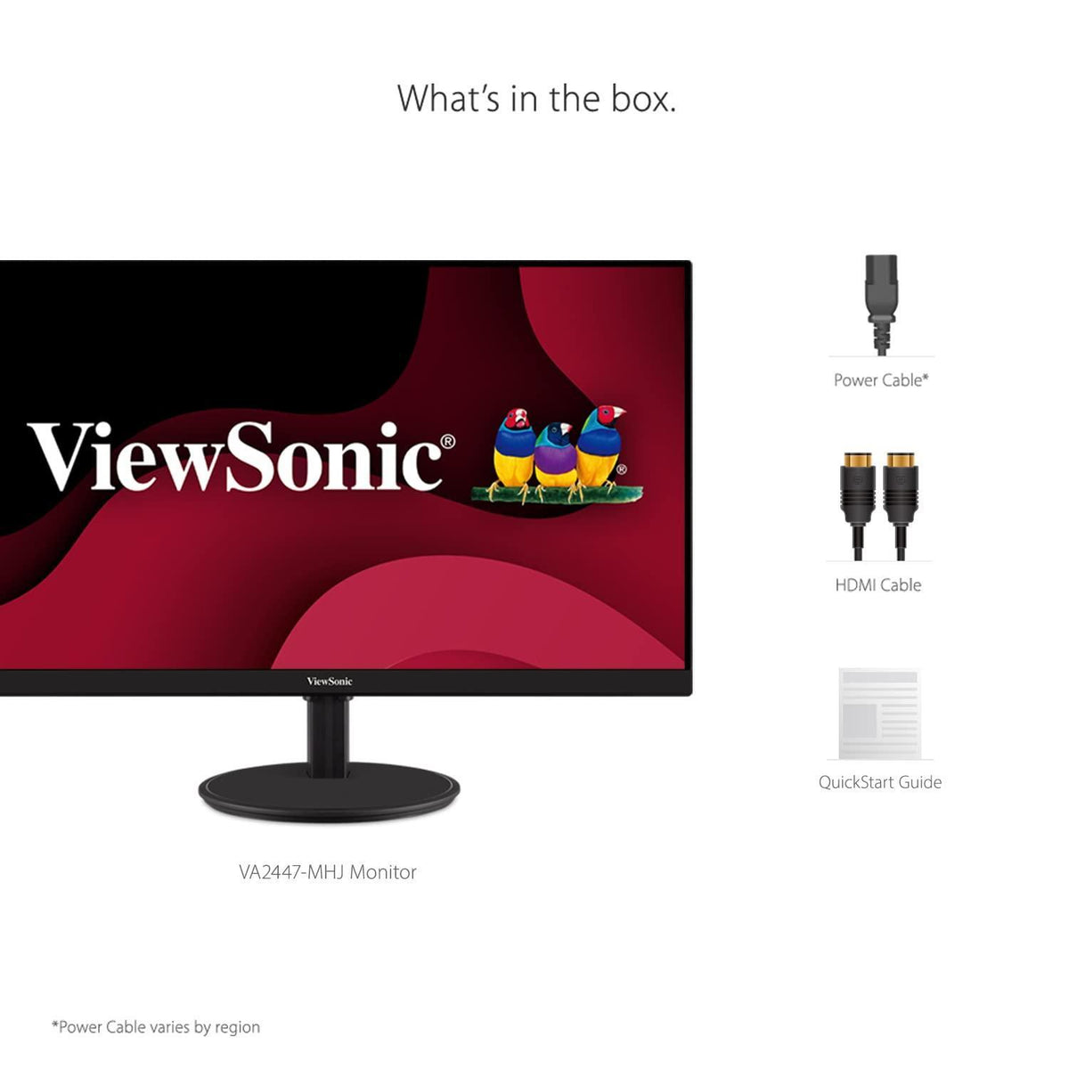 ViewSonic VA2447-MHJ 24 Inch Full HD 1080p Monitor with Advanced Ergonomics, FreeSync, 100Hz, Ultra-Thin Bezel, Eye Care, HDMI, VGA Inputs for Home and Office