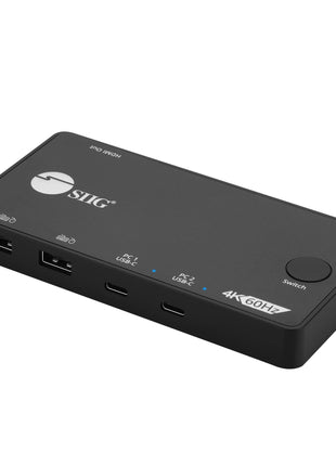 SIIG 2 Port USB-C KVM Switch - 2 Computers to 1 Monitor - 2X USB-A + 2X USB-C - Single 4K 60Hz HDMI, USB-C Bus Powered, Button Control, Thunderbolt 3 Compatible (CE-KV0B11-S1)