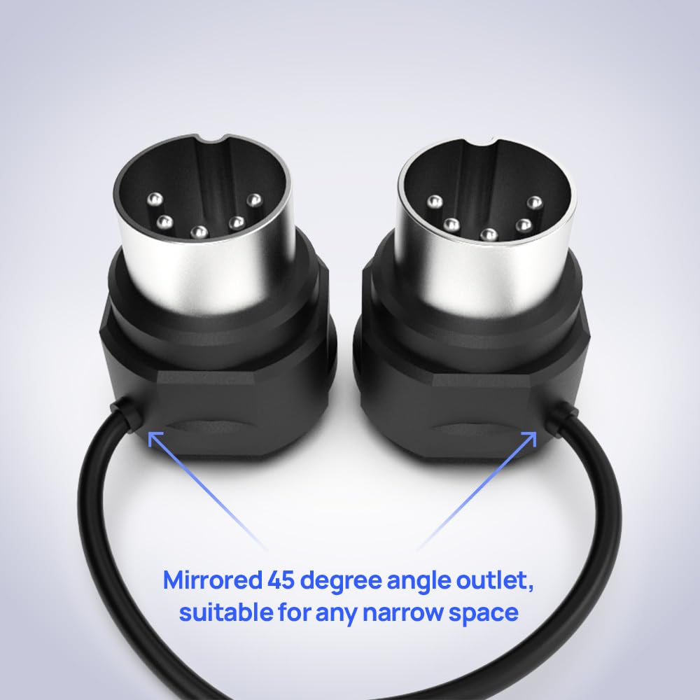 CME MIDI Cable 4-Pack - 1FT / 30cm, 5-pin DIN, Low-Profile - Mirrored 45-Degree Angled Ultra-Thin Plugs for Compact Spaces - Ideal for MIDI Interface, Pedalboard, Keyboard