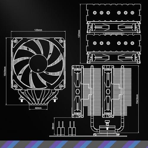 Cooler Master Hyper 620S Dual Tower CPU Air Cooler, ARGB Sync, 120mm PWM Fan, 6 Copper Direct Contact Heat Pipes, 154.9mm Tall Silver