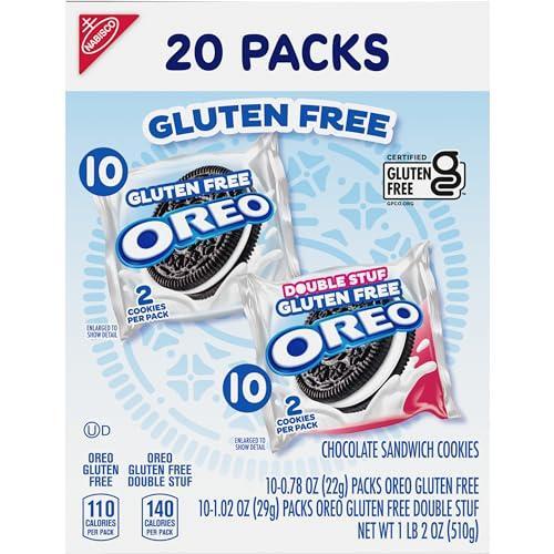 OREO Gluten Free Original & Double Stuf Chocolate Sandwich Cookies Variety Pack, Gluten Free Cookies, 20 Snack Packs (2 Cookies per Pack)