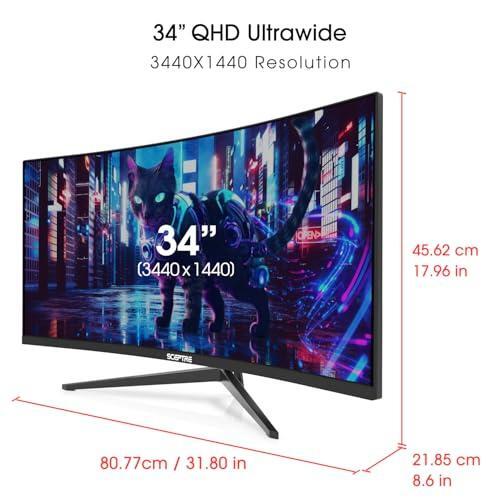 Sceptre New Curved 34-inch Gaming Monitor 3440 x 1440 180Hz 1500R DP x2 HDMI x2 Build-in Speakers Machine Black 2026
