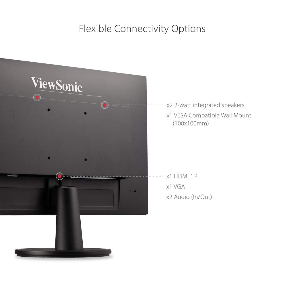 ViewSonic VA2447-MH 24 Inch Full HD 1080p Monitor with 100Hz, FreeSync, Ultra-Thin Bezel, Eye Care, HDMI, VGA Inputs for Home and Office