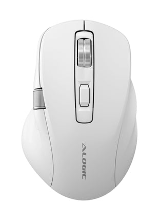 ALOGIC APEX Wireless Performance Mouse, White | Bluetooth/Radio Frequency, 2.40 GHz, Rechargeable, Scroll Wheel, 7 Programmable Buttons, Right-Handed