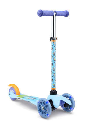 Voyager Self Balancing Kick Scooter with Light Up Wheels, Extra Wide Deck, 3 Wheel Platform, Foot Activated Brake, 75 lbs Limit, Kids & Toddlers Girls or Boys, for Ages 3 and Up, Bluey