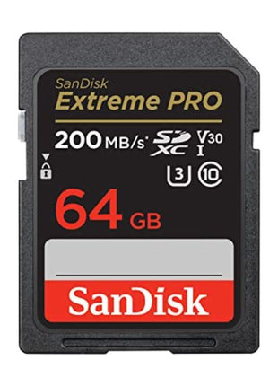 SANDISK 64GB Extreme PRO SDXC UHS-I Memory Card - C10, U3, V30, 4K UHD, SD Card - SDSDXXU-064G-GN4IN | U3 V30 C10, Up to 200MB per S Read, Up to 90MB per S Write, 4K UHD, Sdsdxxu-064g-Gn4in