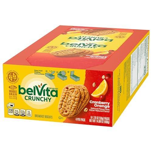belVita Breakfast Bars Biscuits, Cranberry Orange, 8 Packs (4 Biscuits Per Pack)