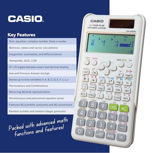 Casio fx-115ES Plus 2nd Edition – Advanced Scientific Calculator | 280+ Functions, Natural Textbook Display℠ | Ideal for Math, Science, Engineering & Statistics