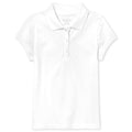 The Children's Place Girl's Short Sleeve Pique Polo, White, Medium