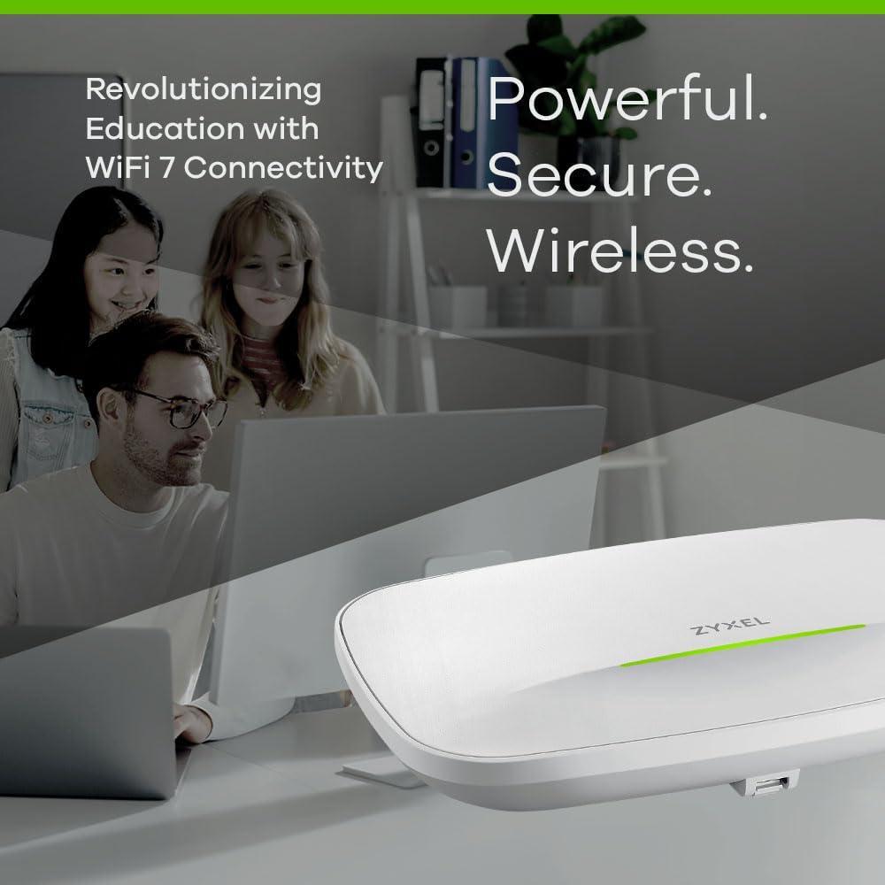 Zyxel WiFI 7 Wireless MultiGig Pro Access Point | 2 x 2.5Gb Ethernet | Tri-Band Operation | Mesh and PTP Bridge | Cloud, App, Direct or Controller Management | POE+ | 1 Yr Nebula Pro | WBE530