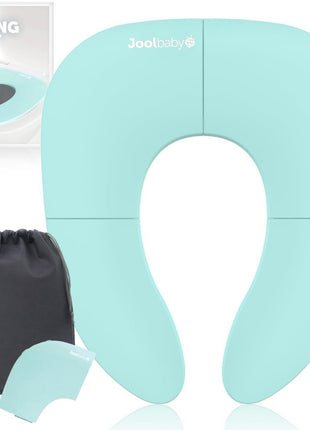 Jool Baby Folding Travel Potty Training Seat for Toddlers, Fits Round & Oval Toilets, Non-Slip Suction Cups, Includes Free Travel Bag (Aqua)