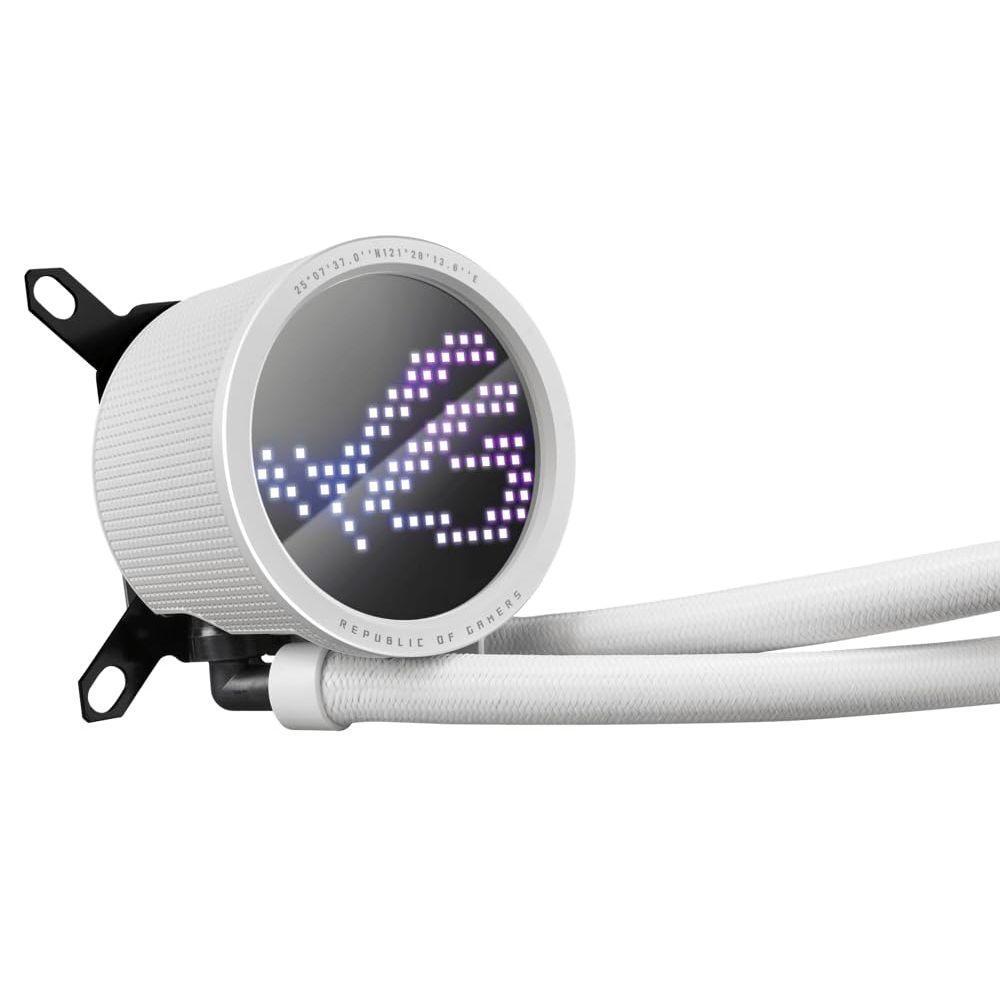 ASUS ROG RYUO III 360 ARGB White Edition All-in-one AIO Liquid CPU Cooler 360mm Radiator, Asetek 8th gen Pump Solution, Anime Matrix™ LED Display and ROG AF 12S ARGB Fan.
