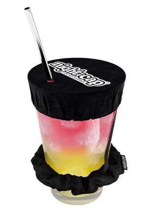Nightcap The Original Drink Cover Scrunchie ? As Seen On Shark Tank And TikTok   Reusable   Wear On Wrist Or In Hair, Prevent Drink Spiking   Sanitary Pocket Keeps Cover Clean ? Black