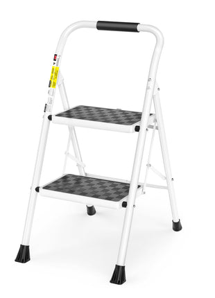 HBTower Step Ladder, Folding Step Stool with Wide Anti-Slip Pedal | Sturdy Steel Ladder, Convenient Handrail, Lightweight, Portable Steel Step Stool