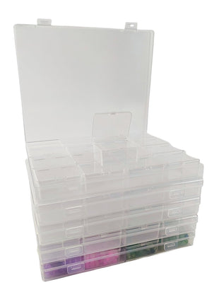 Bead Storage Container Set, 80 Clear Plastic Bead Organizer Boxes with Hinged Lid - Craft Storage Containers for Small Parts, Jewelry Charms, and Diamond Painting Art (Clear 5 Pack)