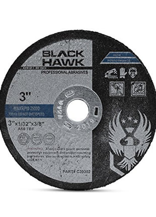 Metal and Stainless Steel Cut Off Wheels for Die Grinders, 3" x 1/32" x 3/8" - 25 Pack