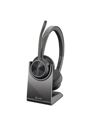 Poly - Voyager 4320 UC Wireless Headset + Charge Stand (Plantronics) - Headphones w/Mic - Connect to PC/Mac via USB-C Bluetooth Adapter, Cell Phone via Bluetooth-Works w/Teams (Certified), Zoom&More