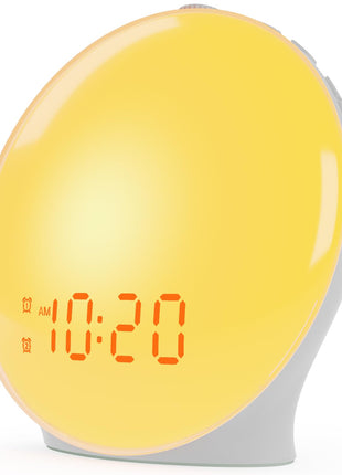 JALL Full-Screen Wake Up Light Sunrise Alarm Clocks for Bedrooms, White Noise Machine for Heavy Sleepers, 25 Natural Sounds, Dual Alarms, FM Radio, 17 Dimmable Colors, Bluetooth Speaker