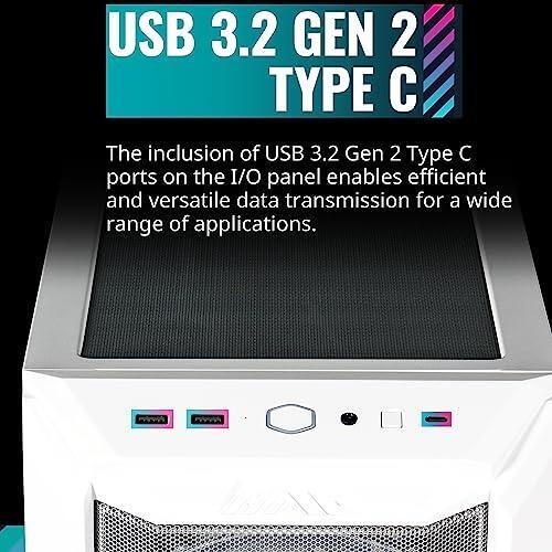 Cooler Master HAF 500 White High Airflow ATX Mid-Tower, Mesh Front Panel, Dual 200mm Customizable ARG Lighting Fans, Rotatable GPU Fan, USB 3.2 Gen 2 Type C and Tempered Glass (H500-WGNN-S00)