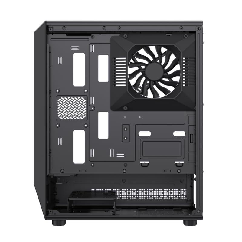 GAMEMAX Vista COC BK ATX Mid-Tower Gaming Case, Front and Side Tempered Glass Panels, 5x120mm ARGB Fans, Patented COC Cooling Fan, Black