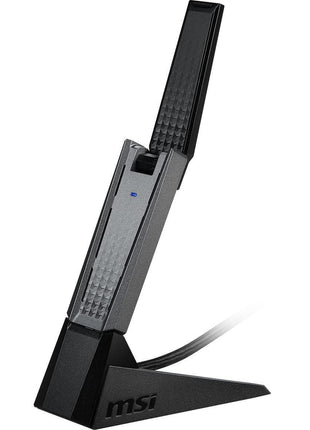 MSI AX1800 WiFi 6 Dual-Band USB Adapter - WLAN up to 1800 Mbps (5GHz, 2.4GHz Wireless), USB 3.2 Gen 1 Type-A, MU-MIMO, Adjustable Antenna, Beamforming, WPA3 - Wired Bracket Included
