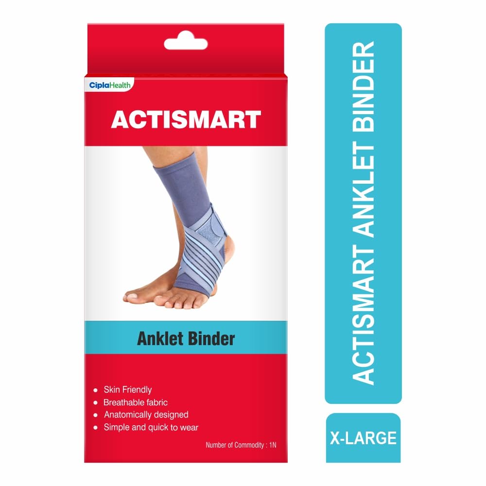 Cipla ACTISMART Anklet Binder | Ankle Binder For Women & Men | Ankle Support For Sports | Promotes Blood Circulation & Provides Support | XL