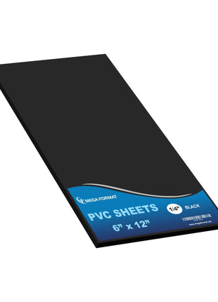 Mega Format Expanded PVC Plastic Sheets - 6" X 12" Rigid Black Sheet for Crafts, Signage, & Displays - Sintra, Celtec PVC Board - Waterproof for Outdoors Use - 1/4" 6mm Thick - 1-Pk-Black