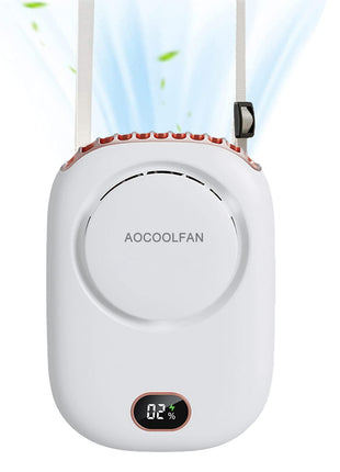 AOCOOLFAN Portable Neck Fan, Mini Small Personal Handheld Fan USB Rechargeable 3 Speed for Girls Boys Woman Eyelash Travel Home Office Outdoor (White)