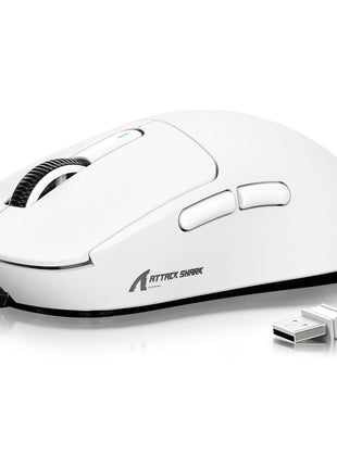 ATTACK SHARK X3 Wireless Gaming Mouse, 49g Ergonomic Computer Mouse, Triple Modes PAW3395 26K DPI Optical Sensor, 200h Battery Life, Programmable Buttons, Gaming Accessories for PC/Laptop/Mac (White)