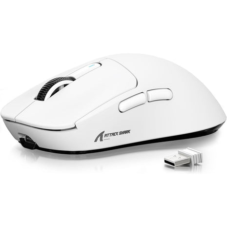 ATTACK SHARK X3 Wireless Gaming Mouse, 49g Ergonomic Computer Mouse, Triple Modes PAW3395 26K DPI Optical Sensor, 200h Battery Life, Programmable Buttons, Gaming Accessories for PC/Laptop/Mac (White)
