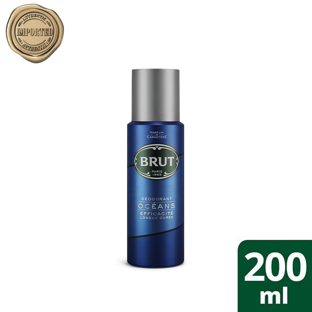 Brut Ocean Deodorant Body Spray for Men, Masculine Long-Lasting Deo with Fresh, Aquatic Fragrance, Imported (200ml)