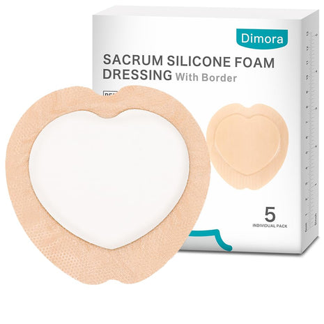 Dimora Wound Dressing Sacrum Foam Bandages Silicone Adhesive Border 7.08 inchx7.08 inch Waterproof Sacral Pads Absorbent Breathable Bed Sore Pressure Dressing