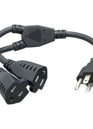 Cablelera Power Cord Extension and Splitter, NEMA 5-15P to NEMA 5-15R x 2, 16 AWG, 13A, 125V (ZWACPQAG-14) Black