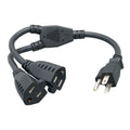 Cablelera Power Cord Extension and Splitter, NEMA 5-15P to NEMA 5-15R x 2, 16 AWG, 13A, 125V (ZWACPQAG-14) Black